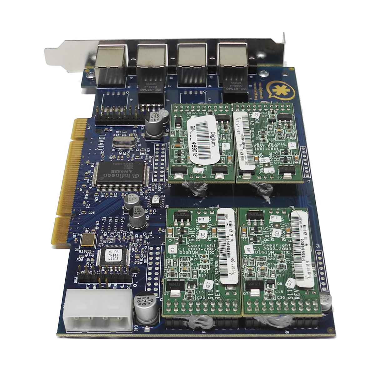 Digium Wildcard TDM410 mit 4 x S110M FXS Module für Asterisk Telefonanlage Digium Wildcard TDM410 mit 4 x S110M FXS Module für Asterisk Telefonanlage