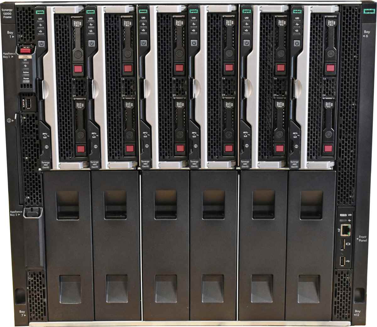 HP Synergy 12000 Frame 6x HP Synergy 480 G10 12x Gold 6134 6TB RAM PC4 14x 2,5