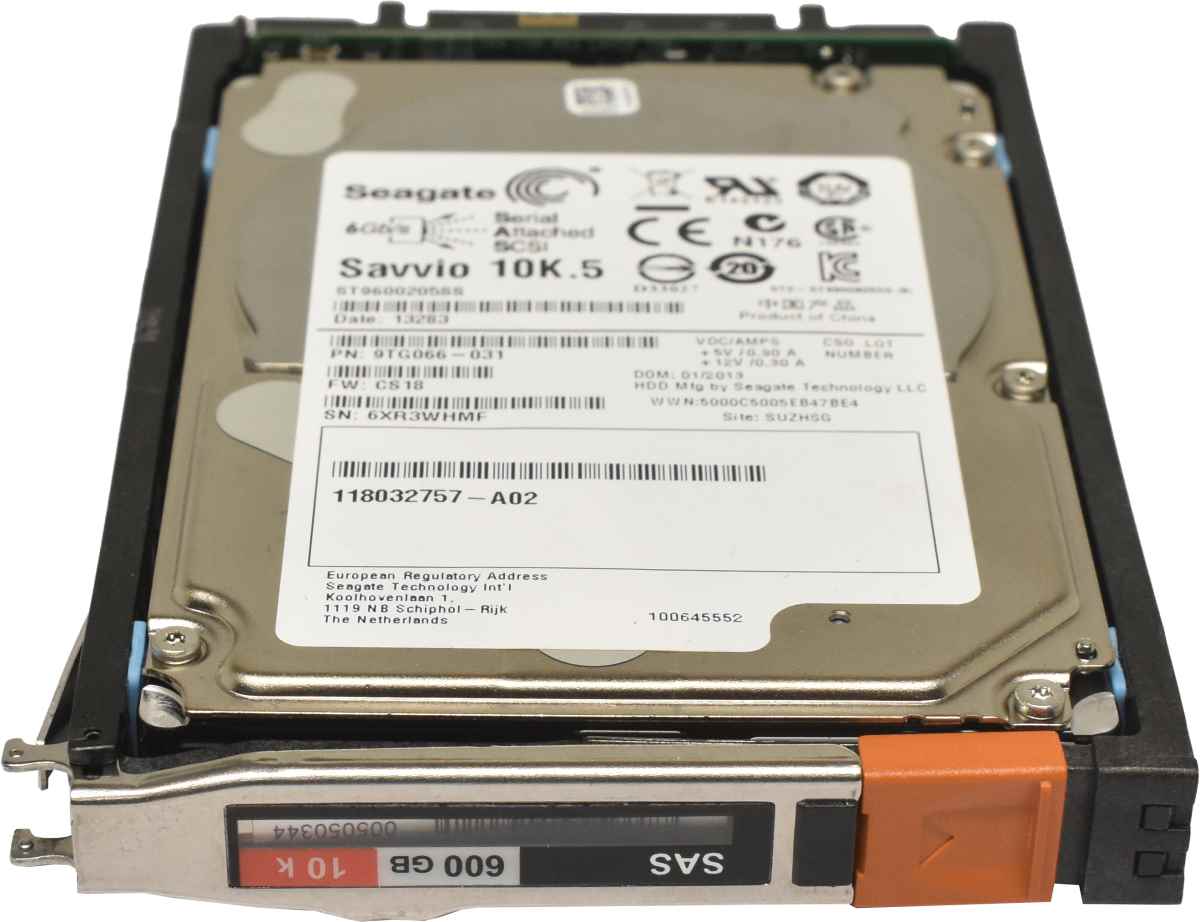 EMC Seagate 600GB 2.5" 10K 6G SAS HDD Festplatte ST9600205SS 9TG066-031 mit EMC Rahmen