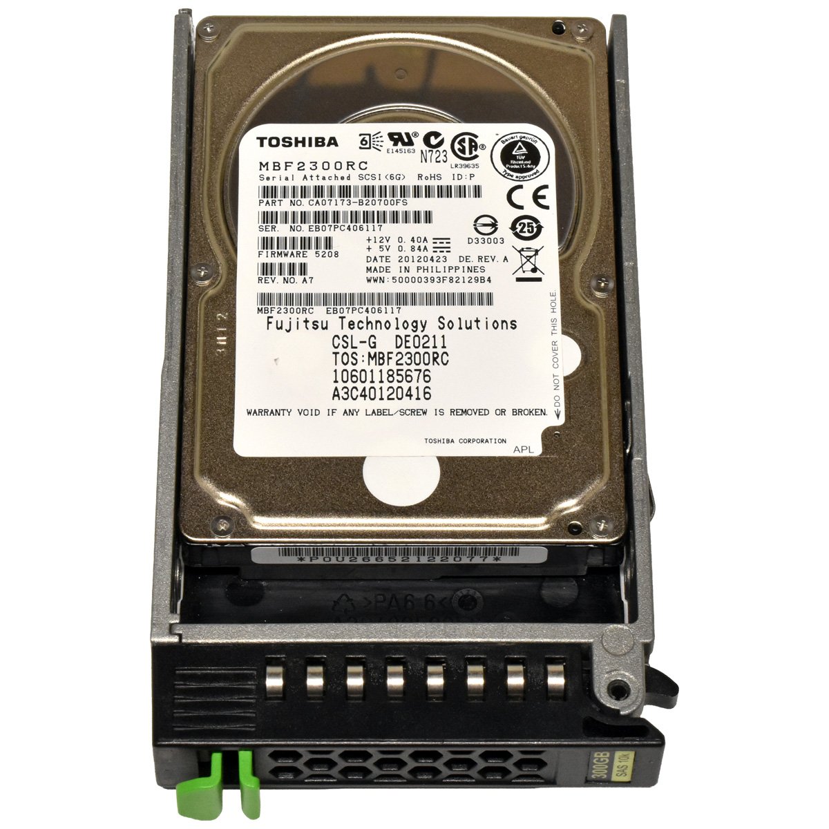 Fujitsu Toshiba 300GB 2.5" 10K 6G SAS HDD MBF2300RC A3C40120416 +Caddy A3C40101974