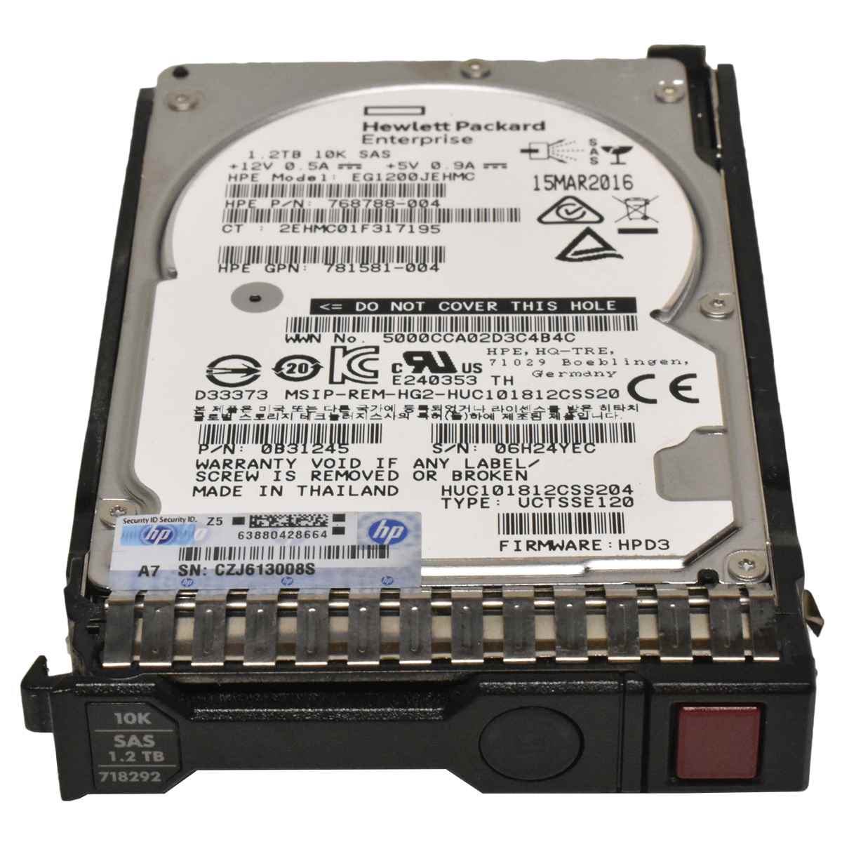 HP 1.2TB 2.5" 10K 12G SAS HDD Festplatte 718159-002 718292-001 Server Storage HP HDD 1.2 TB SAS Festplatte 2,5" 10K 12Gbs 768788-004 781581-004 EG1200JEHMC