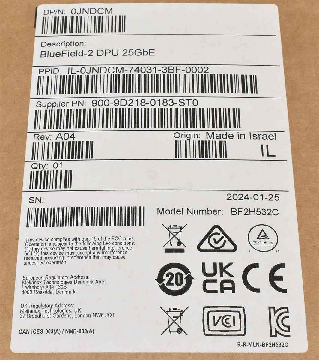 Mellanox NVidia BlueField-2 BF2H532C Dual-Port SFP56 25G PCIe 4.0 x8 0JHDCM NEU