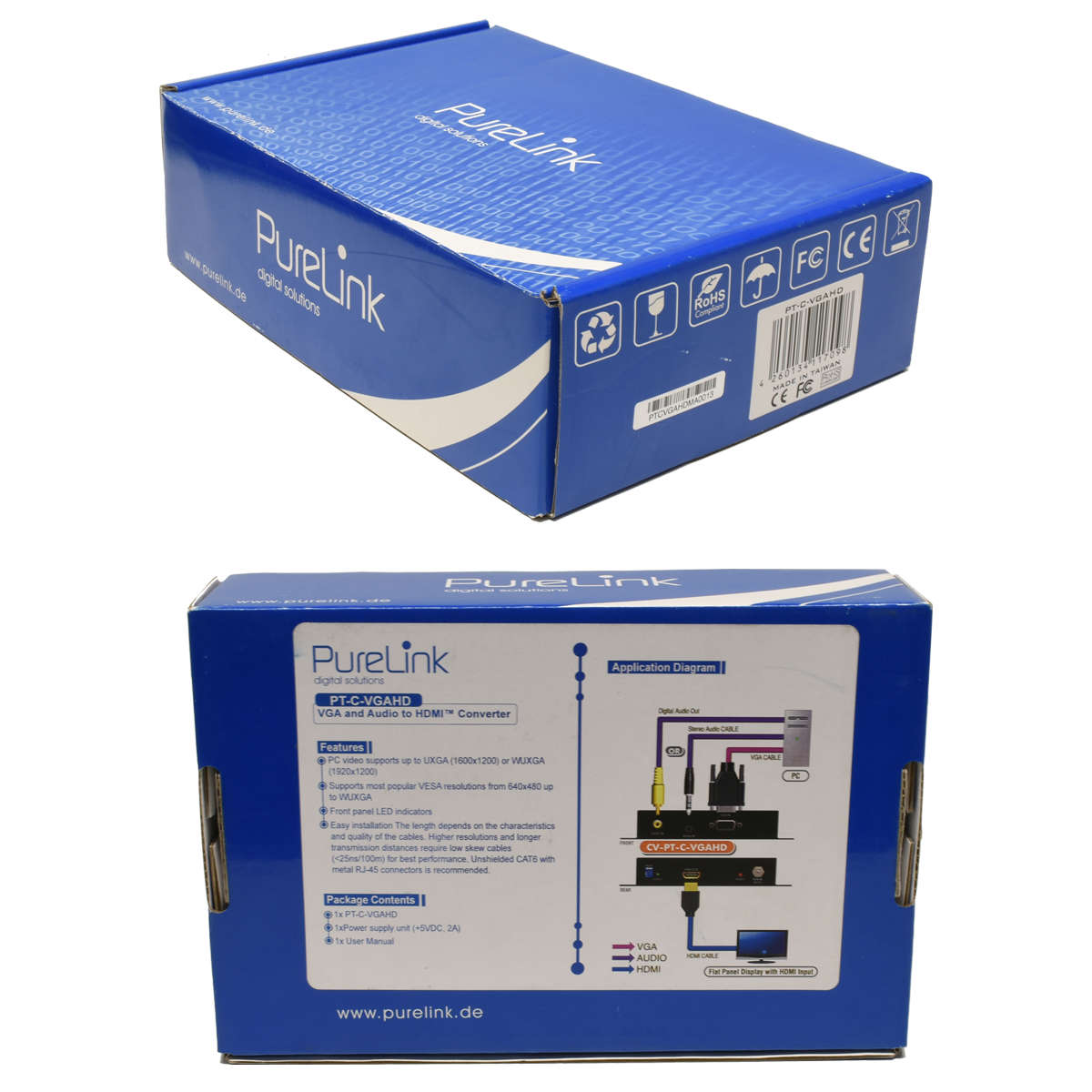 PureLink-PT-C-VGAHD-Puretools-VGA-and-Audio-to-HDM-001.jpg PureLink PT-C-VGAHD Puretools VGA and Audio to HDMI Converter Scaler new neu