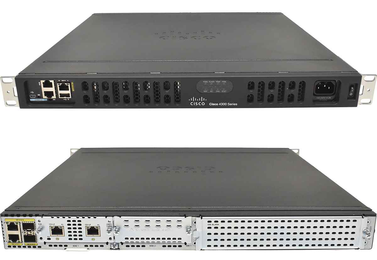 Cisco 4300 Series ISR4331/K9 GE Integrated Services Router +Rack Ears +NIM-2MFT-T1/E1 Cisco 4300 Series ISR4331/K9 GE Integrated Services Router +Rack Ears +NIM-2MFT-T1/E1