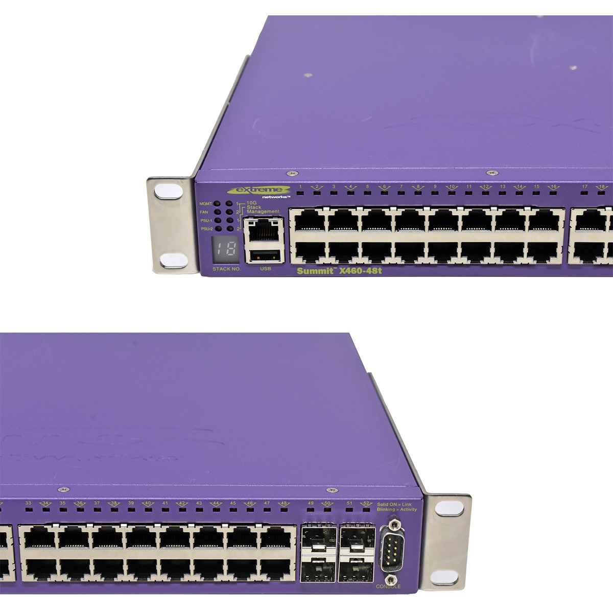 Extreme Networks Summit X460-48t 16402 48-Port RJ-45 GE Switch 4x 1G SFP Rack Ears