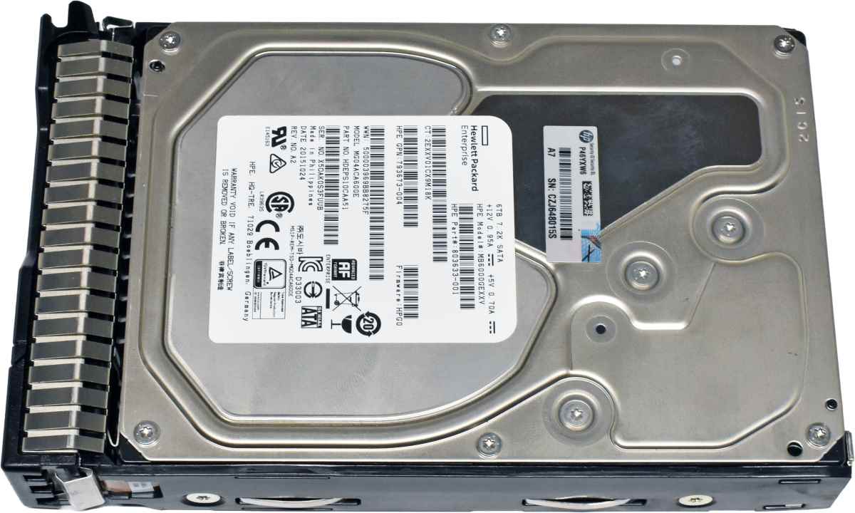 HP 6TB 3,5" 7,2K 3G HDD SATA HotSwap Festplatte 793762-001 803633-001 mit Rahmen HP 6TB 3,5" 7,2K 3G HDD SATA HotSwap Festplatte 793762-001 803633-001 mit Rahmen