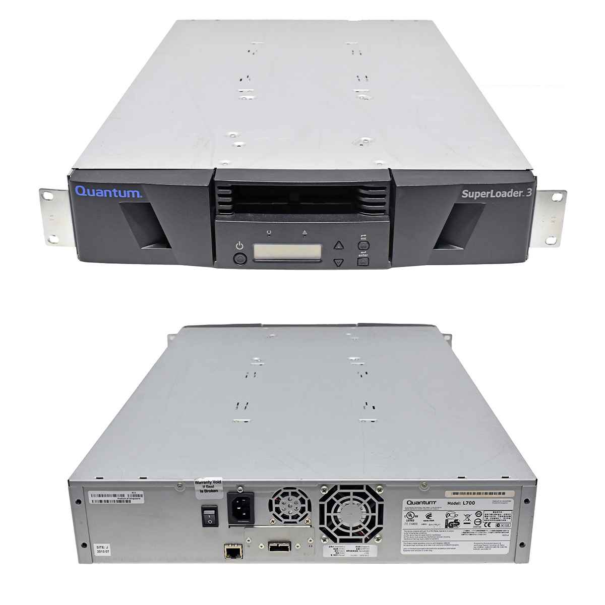 Quantum L700 Superloader 3 Tape Autoloader ET-LLYAE-YE Drive Type LTO-7 6G SAS 16 Slots 2 Magazines 2U 2HE Quantum L700 Superloader 3 Tape Autoloader ET-LLYAE-YE Drive Type LTO-7 6G SAS 16 Slots 2 Magazines 2U 2HE