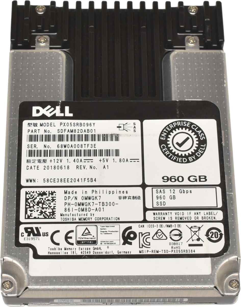Dell 960GB 2.5" 12Gbps SAS SSD PX05SRB096Y 0MWGK7 Dell 960GB 2.5" 12Gbps SAS SSD PX05SRB096Y 0MWGK7