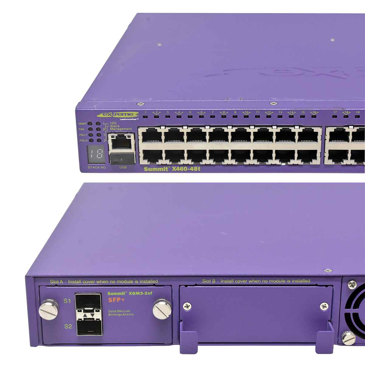 Extreme Summit X460-48t 16402 48-Port RJ-45 GE Switch 4x 1G SFP +Network Module 1x PSU