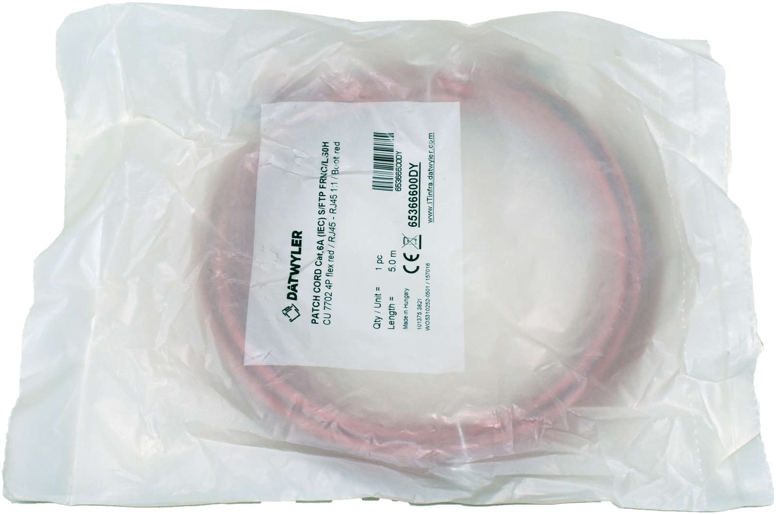 Dätwyler-5m-65366600DY-Copper-Patch-Cord-RJ-45-Cat-003.jpg Dätwyler 5m 65366600DY Copper Patch Cord RJ-45 Cat.6A IEC red NEW NEU