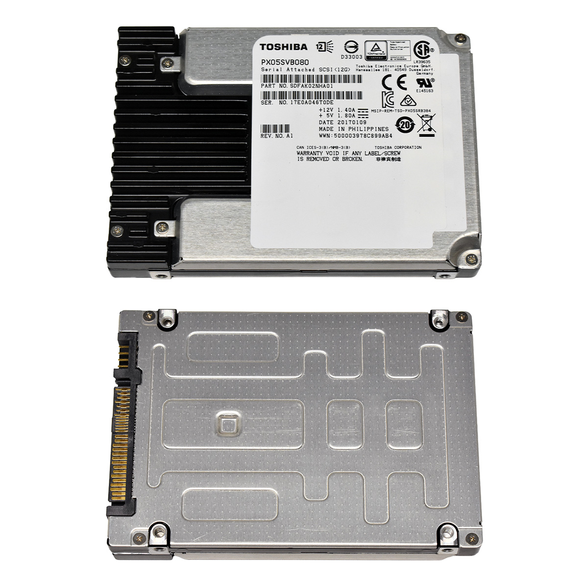Toshiba 800GB 2.5“ 12G SAS SSD PX05SVB080 SDFAK02NHA01 512 Bytes Toshiba 800GB 2.5“ 12G SAS SSD PX05SVB080 SDFAK02NHA01 512 Bytes
