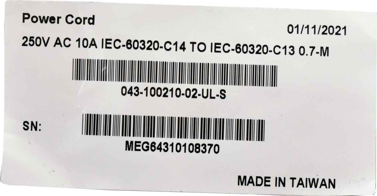 Hitachi 250V AC 10A IEC-60320-C14 TO IEC-60320-C13 0.7m 043-100210-02-UL-S black NEW NEU