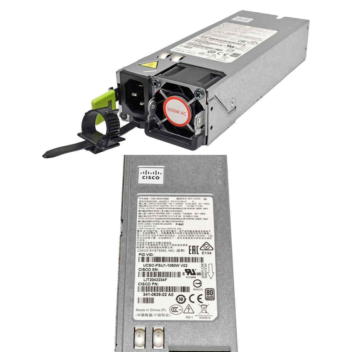 Cisco PS-2112-9S-LF 1050W Power Supply UCSC-PSU1-1050W 341-0638-02 for C220 M5