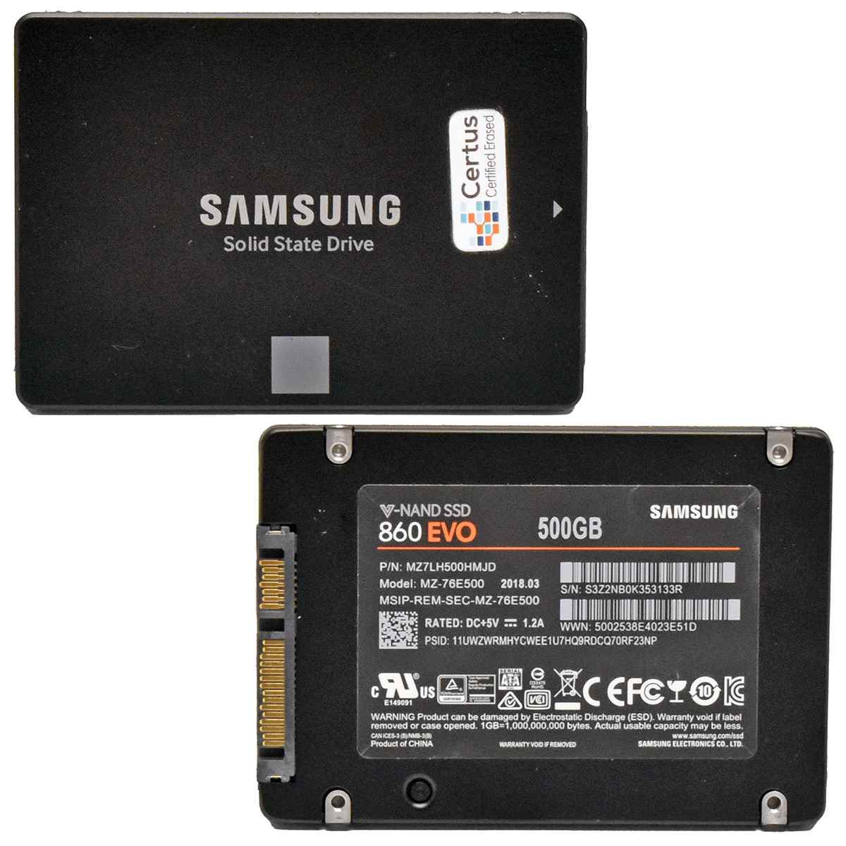 Samsung 860 EVO V-NAND 500GB 2.5" 6G SATA SED SSD MZ-76E500 MZ7LH500HMJD Samsung 860 EVO V-NAND 500GB 2.5" 6G SATA SED SSD MZ-76E500 MZ7LH500HMJD