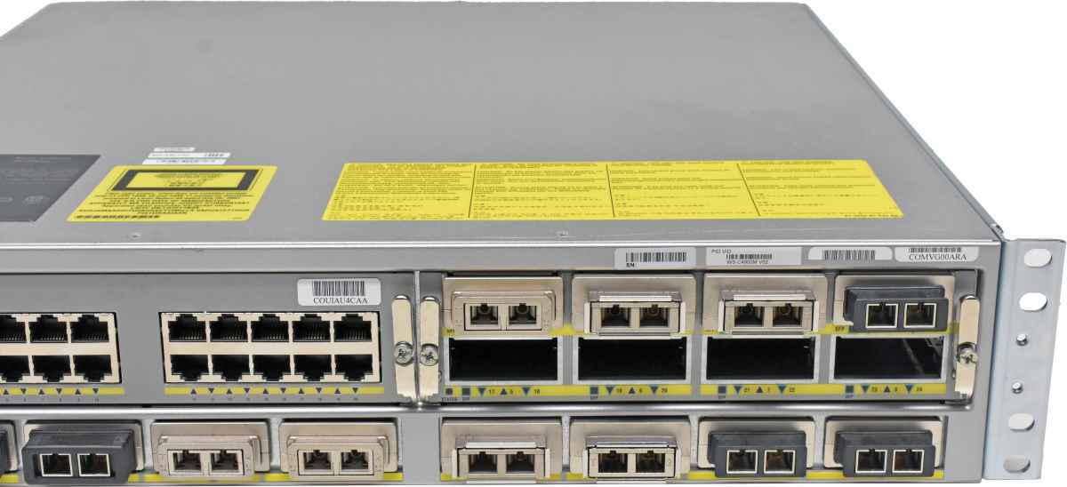 Cisco Catalyst WS-C4900M 68-2911-08 +Modules WS-X4920-GB-RJ-45, WS-X4908-10GE, WS-X4920-10GE 16x10G X2 Transceiver, 2x PSU, Rack Ears Cisco Catalyst WS-C4900M 68-2911-08 +Modules WS-X4920-GB-RJ-45, WS-X4908-10GE, WS-X4920-10GE 16x10G X2 Transceiver, 2x PSU, Rack Ears