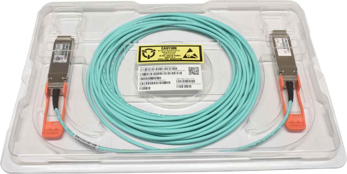 Cisco QSFP-100G-AOC10M QSFP28 - QSFP28 100G 10m AOC Cable 10-3177-03 NEU / NEW Cisco QSFP-100G-AOC10M QSFP28 - QSFP28 100G 10m AOC Cable 10-3177-03 NEU / NEW