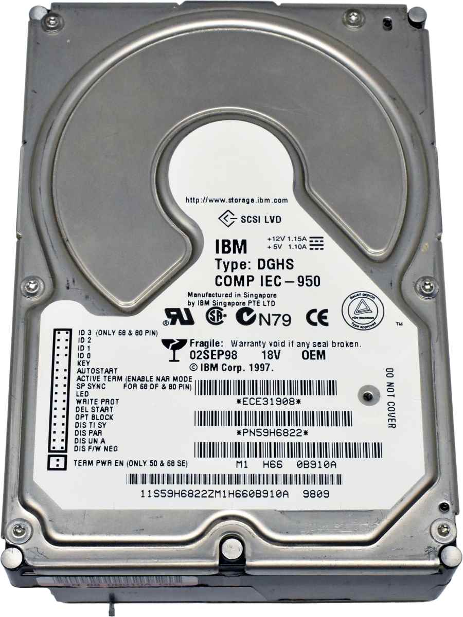IBM DGHS 18GB 7.2K 3,5" 68Pin Ultra2 Wide SCSI HDD 59H6822