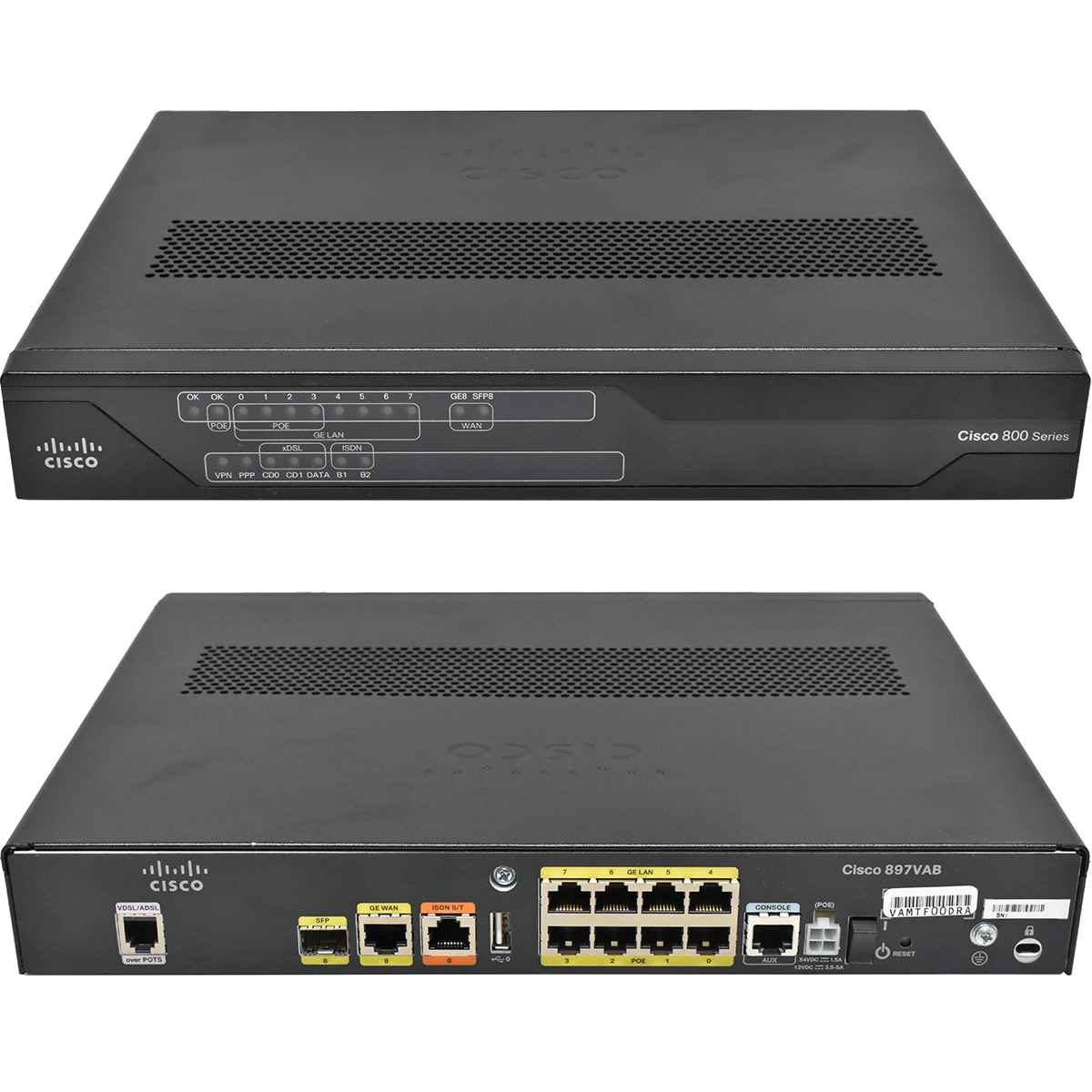 Cisco C897VAB-K9 8-Port RJ-45 GE 4xPoE integrated Services Router +SFP +WAN +ADSL no PSU