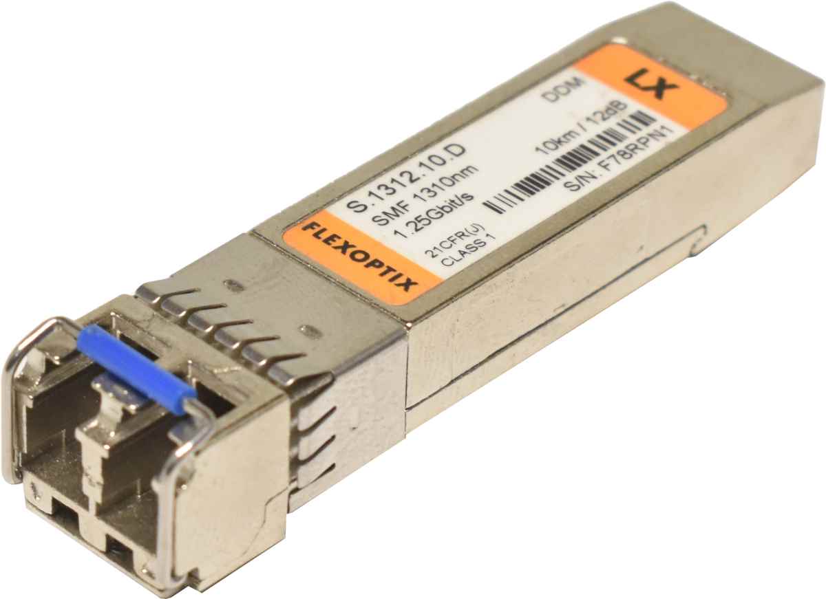 FlexOptix GBIC S.1312.10.D 1.25Gbit/s SFP SMF 1310nm 10km / 12dB Transceiver FlexOptix GBIC S.1312.10.D 1.25Gbit/s SFP SMF 1310nm 10km / 12dB Transceiver