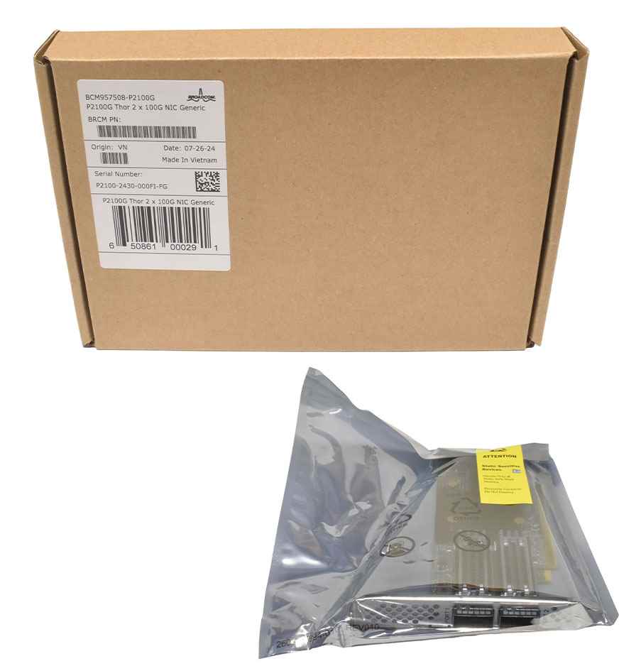 Broadcom NetXtreme BCM957508-P2100G Dual-Port 100G QSFP56 Netzwerkkarte PCIe 4.0 x16 LP/FP NEU / NEW