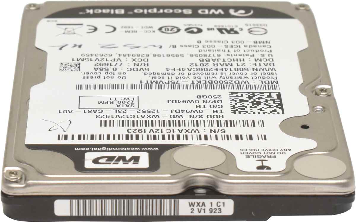 Dell WD 250GB 2.5" 7.2K SATA 3G HDD Festplatte WD2500BEKT-75PVMT1 0W94DJ