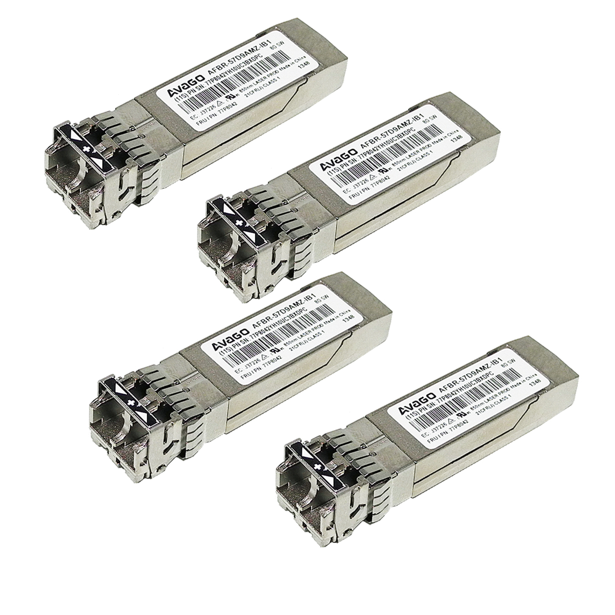 4 x IBM Finisar FTLF8528P2BCV-IB 8Gb SW 850nm SFP+ FC Transceiver 77P8042 4 x IBM Avago AFBR-57D9AMZ-IB1 8Gb SW 850nm SFP+ FC Transceiver 77P8042