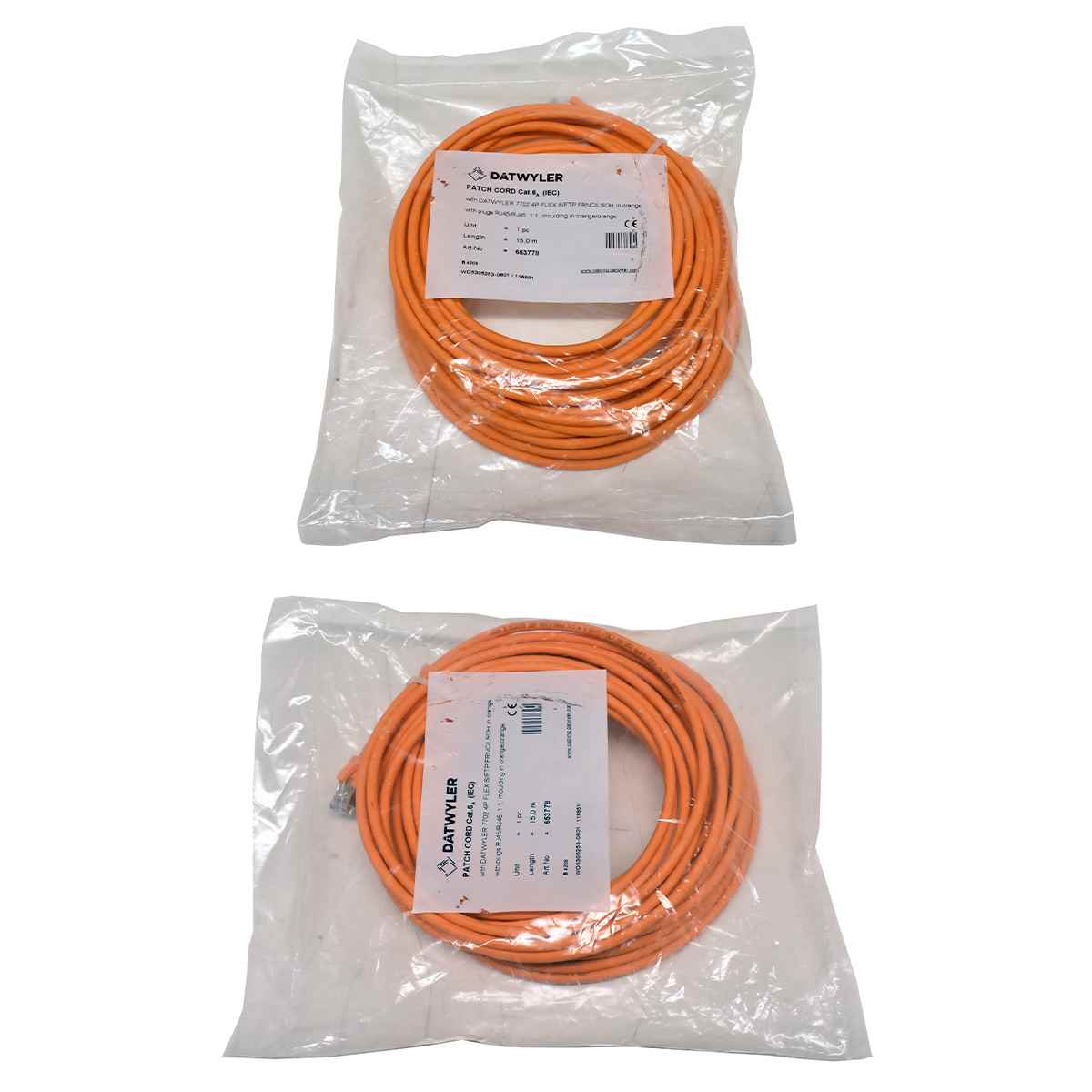 Dätwyler 15m 653778 Copper Patch Cord RJ-45 Cat.6A IEC orange NEW NEU