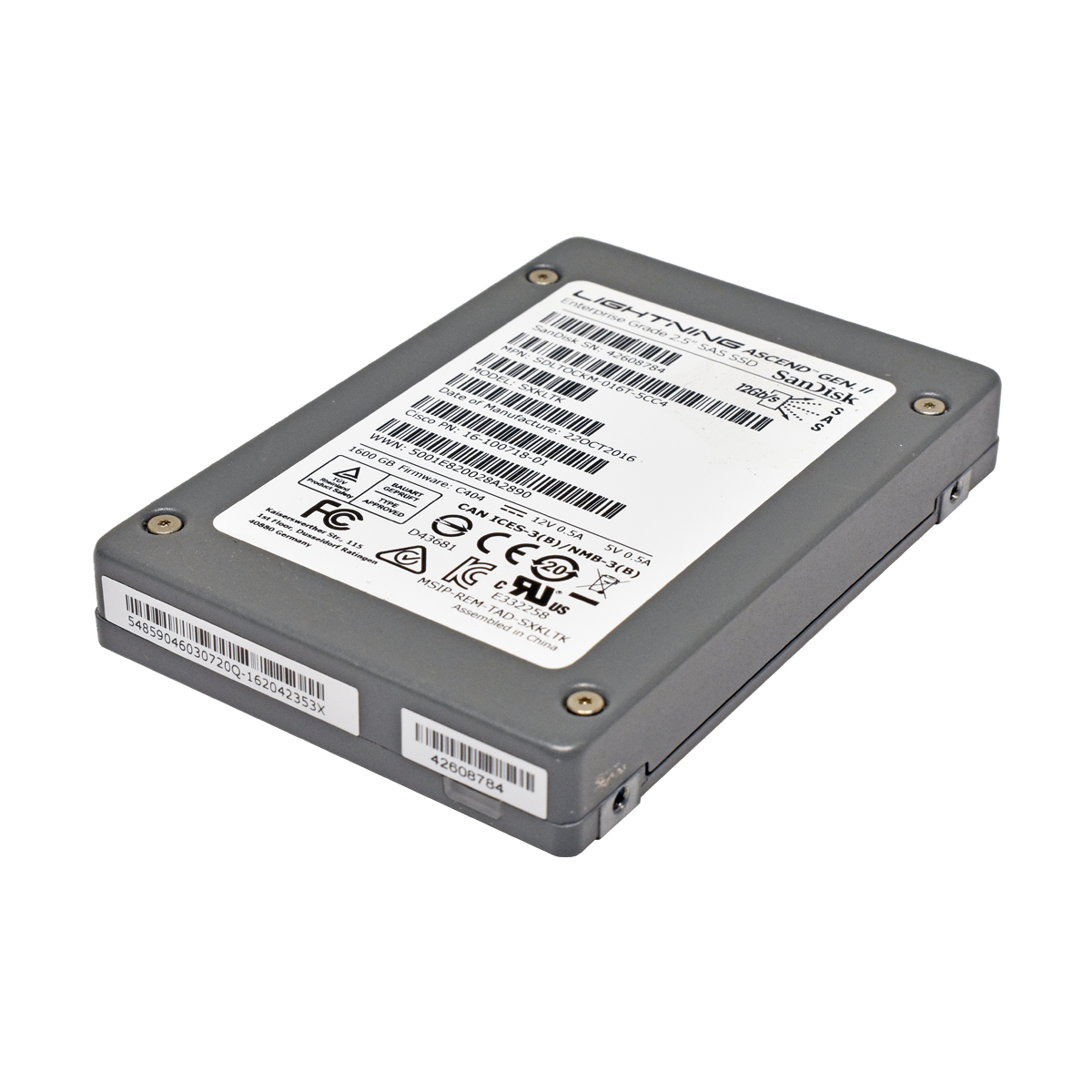 Cisco SanDisk Lightning 1.6TB 16-100718-01 SXKLTK 2.5" SAS 12G SSD Cisco SanDisk Lightning 1.6TB 16-100718-01 SXKLTK 2.5" SAS 12G SSD