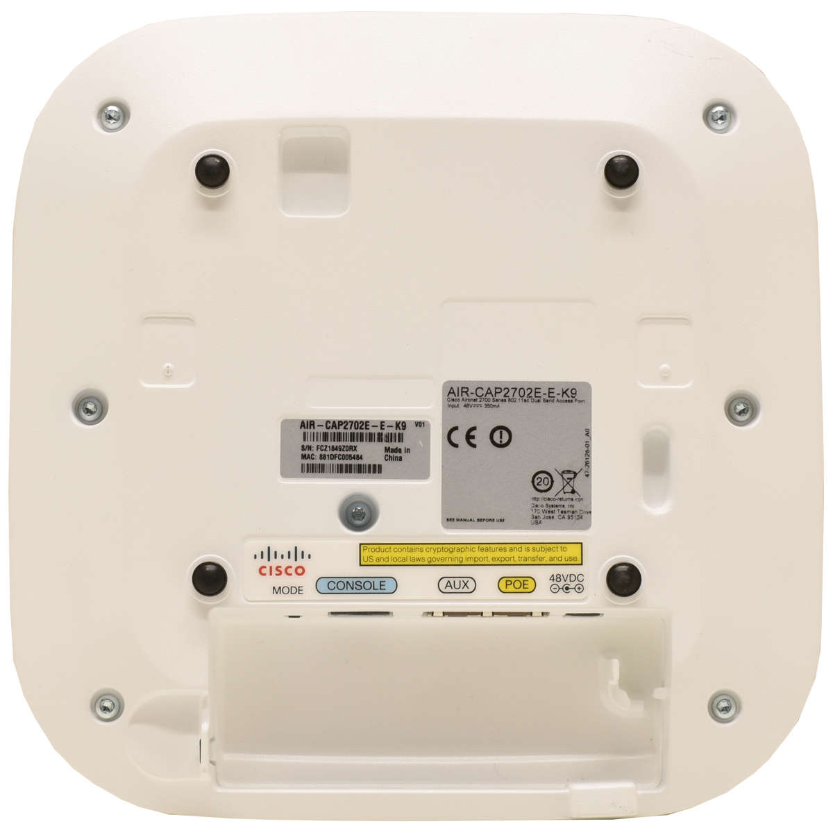 Cisco-Aironet-AIR-CAP2702E-E-K9-PoE-802-11a-b-g-n-002.jpg Cisco Aironet AIR-CAP2702E-E-K9 PoE 802.11a/b/g/n/ac Dual Band AP no PSU no Antennas no PSU NEW NEU