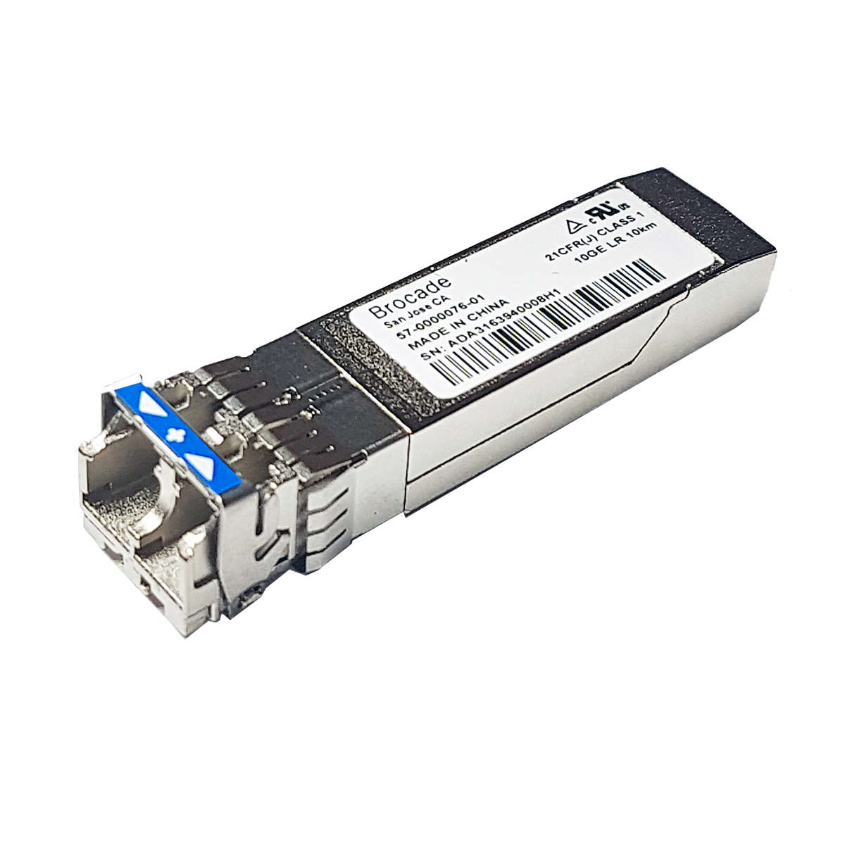 Brocade-57-0000076-01-10Gb-LR-1310nm-10-km-FC-SFP-001.jpg Brocade 57-0000076-01 10Gb LR 1310nm 10 km FC SFP+ Transceiver Module