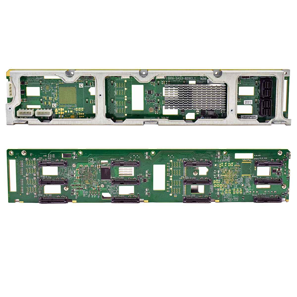 Supermicro Backplane BPN-SAS3-826EL1 12G für CSE-829U 12x3.5“ +2x SAS Kabel +2 Power Kabel