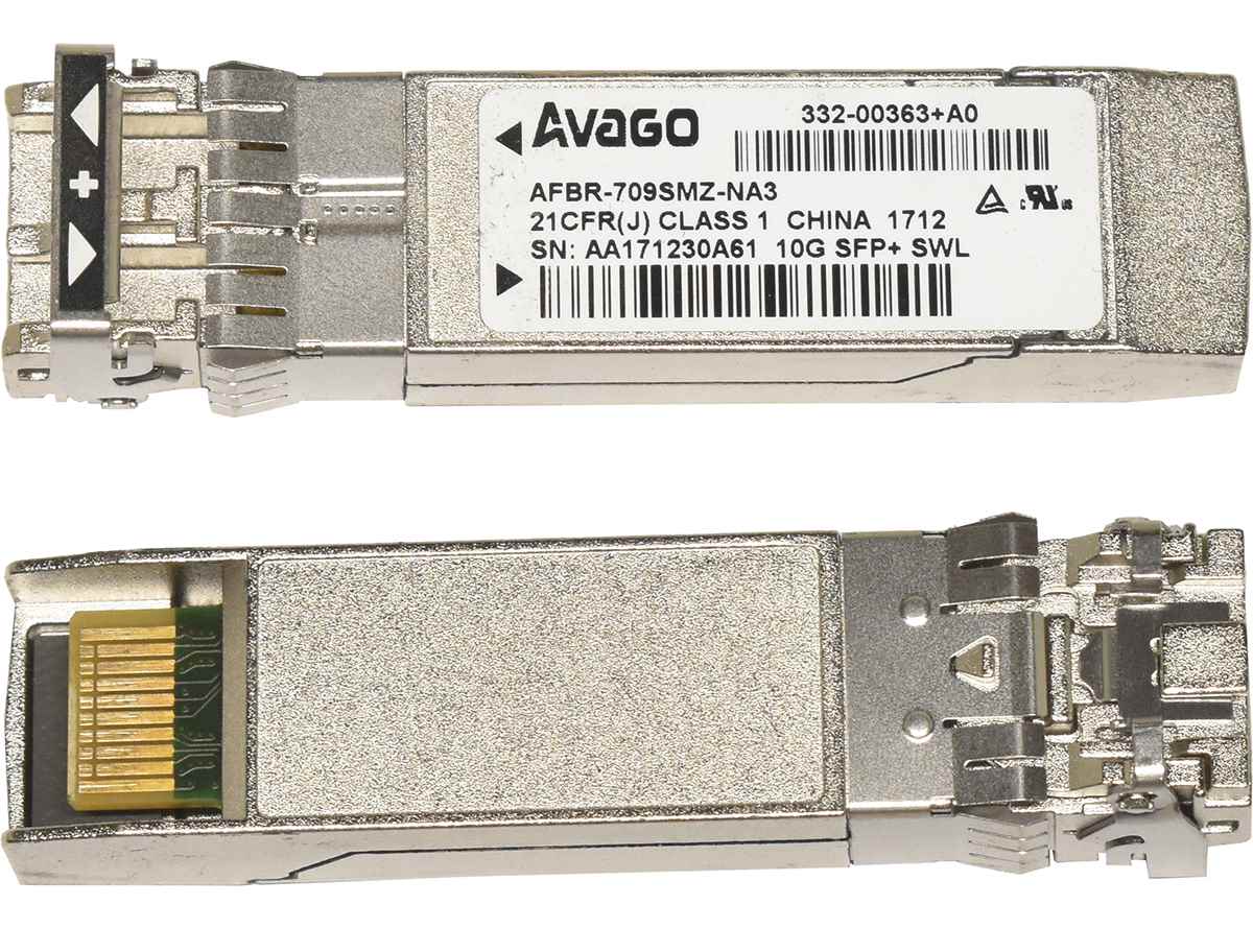 Avago AFBR-709SMZ-NA3/NA4 10G SFP+ 850nm 300m Transceiver 332-00279R6+A0 Avago AFBR-709SMZ-NA3/NA4 10G SFP+ 850nm 300m Transceiver 332-00279R6+A0