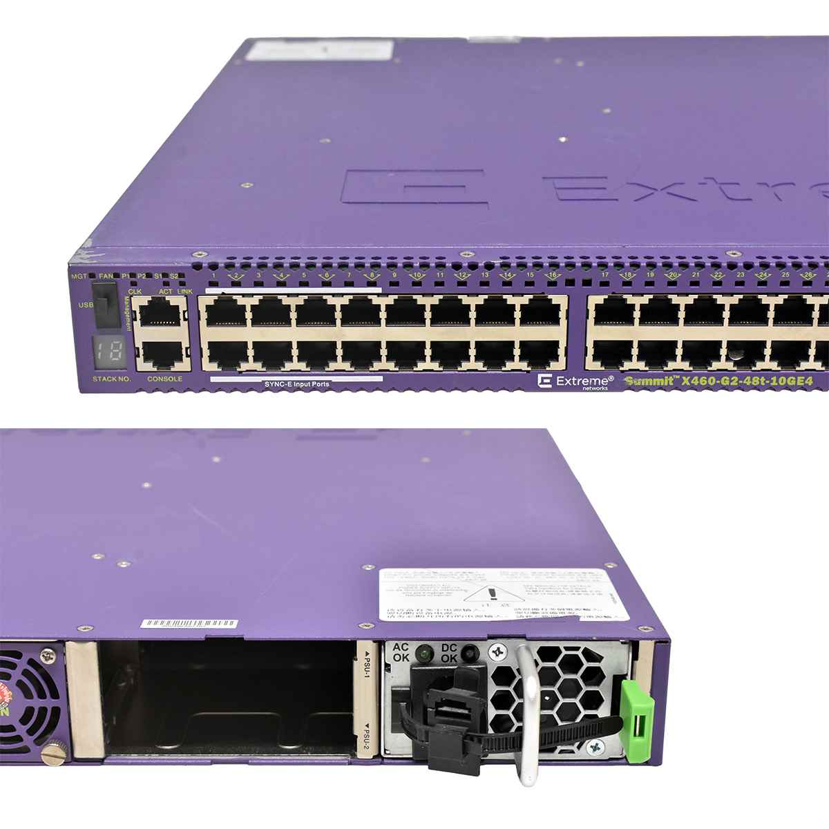 Extreme Summit X460-G2-48t-10GE4-Base 16702 48-Port RJ-45 GE Switch 4x 10G SFP+ 1x PSU Extreme Summit X460-G2-48t-10GE4-Base 16702 48-Port RJ-45 GE Switch 4x 10G SFP+ 1x PSU