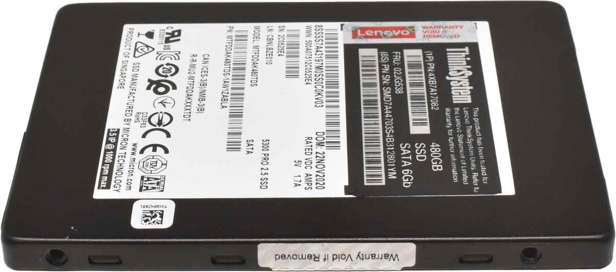 Lenovo ThinkSystem 480 GB 2.5 Zoll SATA SSD 6G 4XB7A17082 02JG538