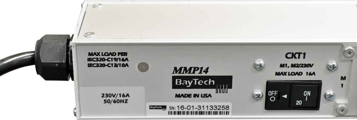 BayTech MMP14 Rack PDU Metered Single-Phase Null HE 16A 230V 20x C13 integrated locking clips