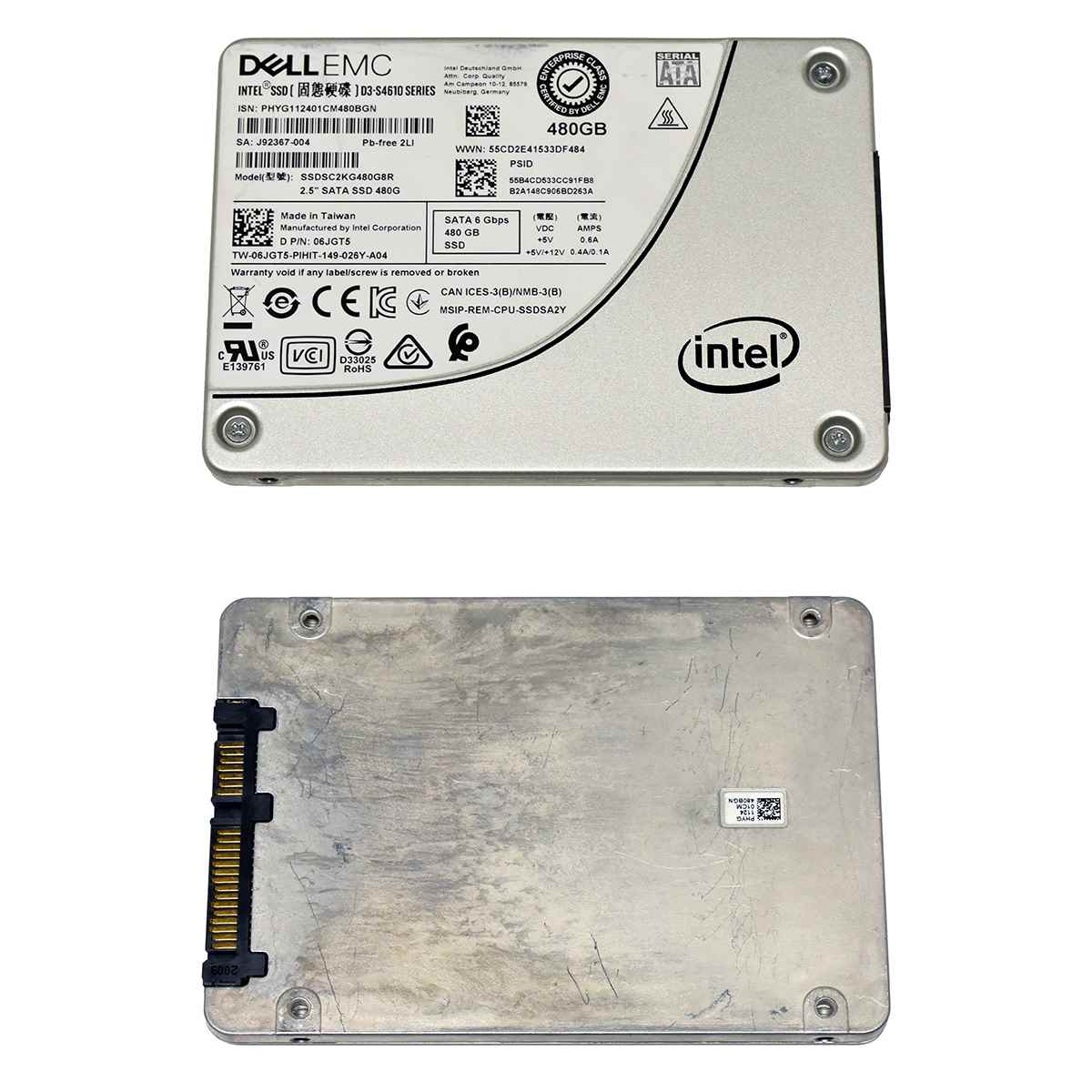 Dell EMC Intel SSD D3-S4610 Series 480GB 2.5 Zoll 6G SATA SSDSC2K480G8R 06JGT5
