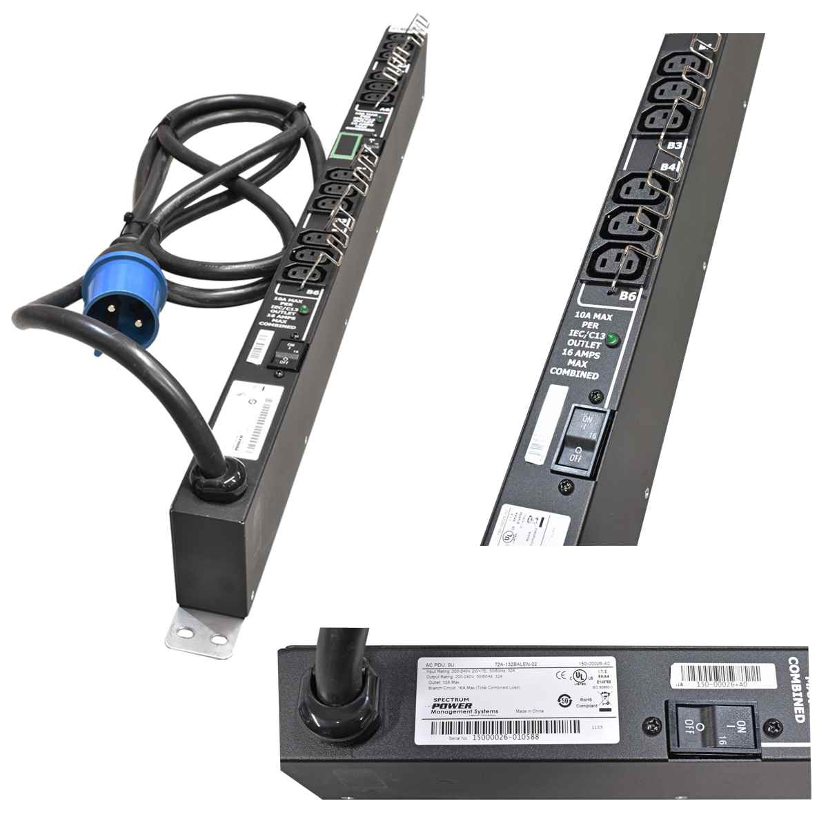 Spectrum 72A-132Balen-02 PDU Stromleiste Stromschiene Steckerleiste 16A 12 x C13 150-00026-A0 Spectrum 72A-132Balen-02 PDU Stromleiste Stromschiene Steckerleiste 16A 12 x C13 150-00026-A0