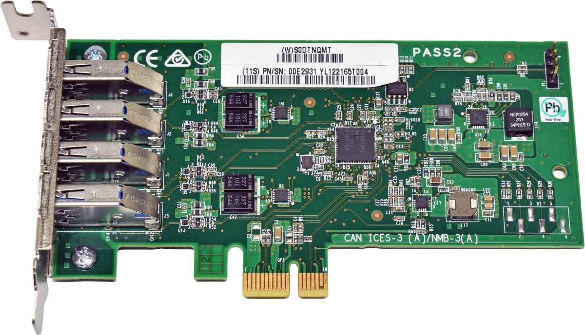 IBM 00E2931 Quad-Port USB 3.0 Adapter PCIe x1 LP