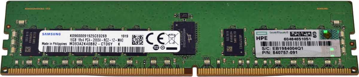 HP Samsung 16GB 1Rx4 PC4-2666V-RC2-12 Server RAM ECC DDR4 M393A2K40BB2-CTD 840757-091
