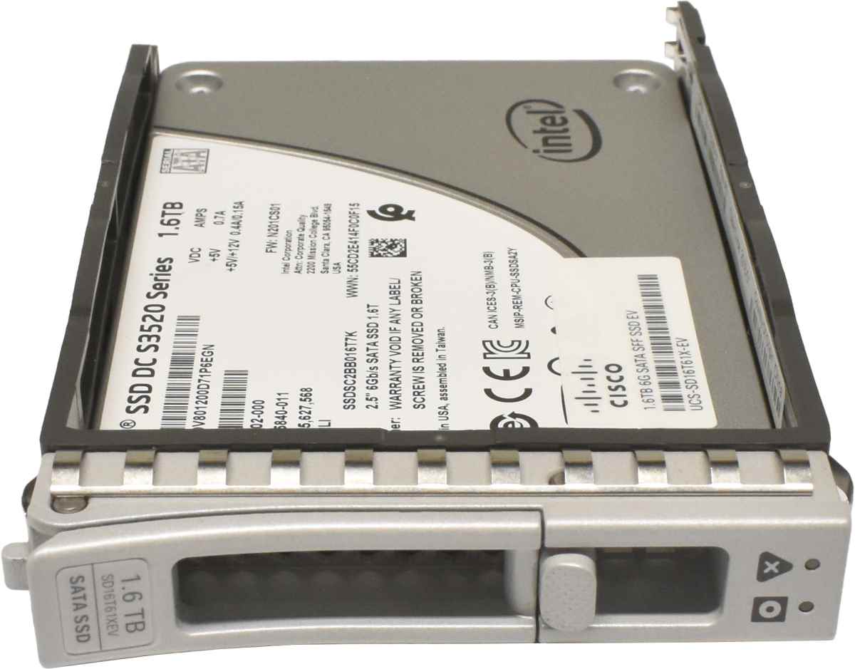 Cisco Intel DC S3520 Series 1.6TB 2.5" 6G SATA SSD SSDSC2BB016T7K UCS-SD16T61X-EV Server Cisco Intel DC S3520 Series 1.6TB 2.5" 6G SATA SSD SSDSC2BB016T7K UCS-SD16T61X-EV Server