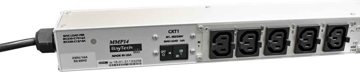 BayTech MMP14 Rack PDU Metered Single-Phase Null HE 16A 230V 20x C13 integrated locking clips