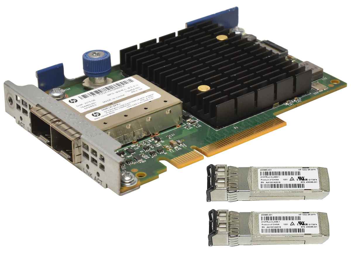 HP FlexFabric 556FLR-SFP+ Dual-Port SFP+ 10GbE Server Adapter 764460-001 732454-001 + 2x GBIC HP FlexFabric 556FLR-SFP+ 2Port SFP+ 10Gb Server Adapter 732454-001+2x GBIC ProLiant Gen9