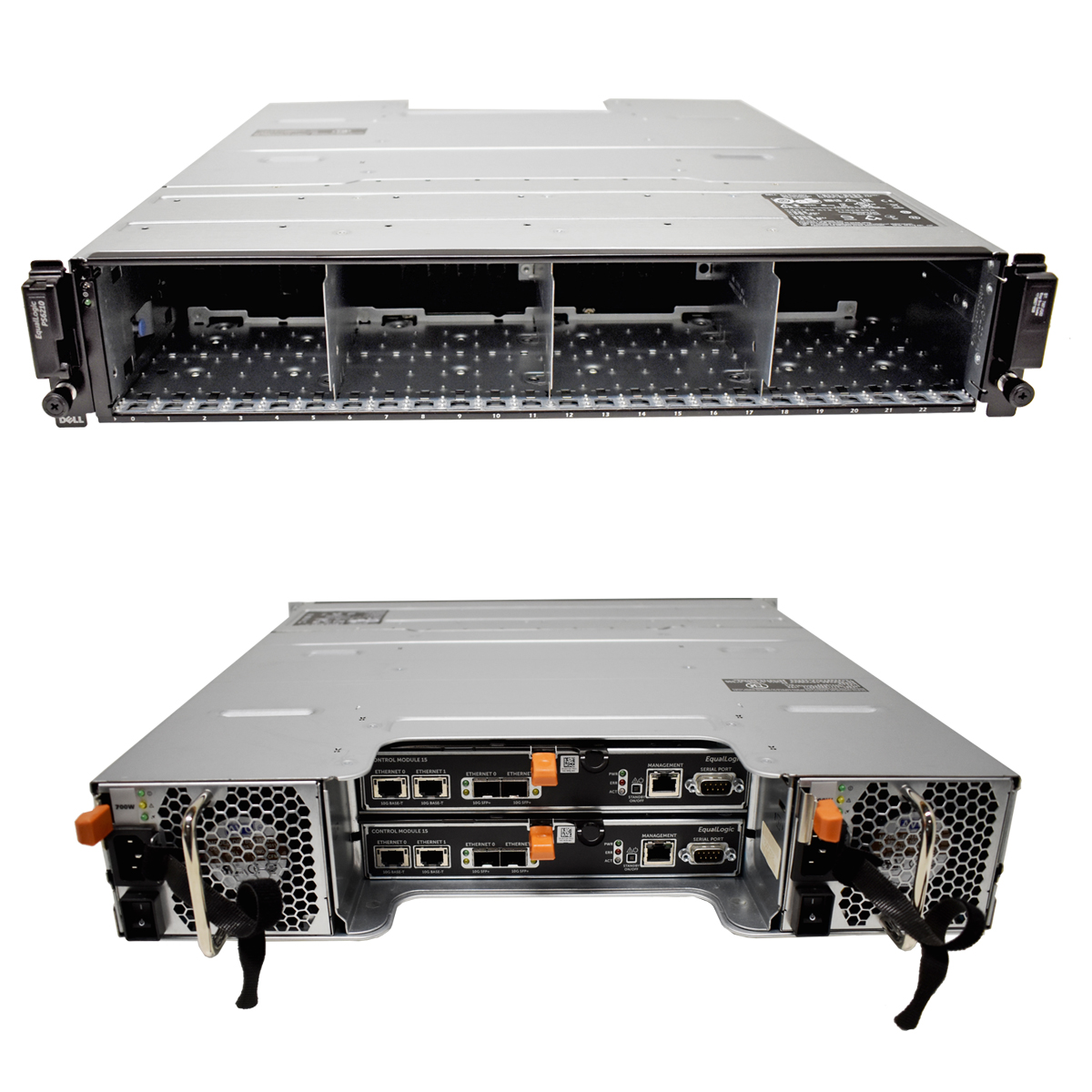 Dell EqualLogic PS6210 2x Module15 10GbE 0MYKFF 2x PSU 24x SFF 2,5