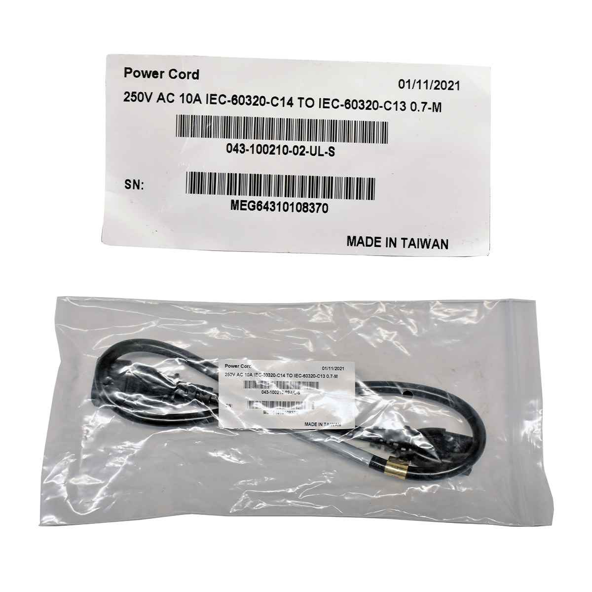 Hitachi 250V AC 10A IEC-60320-C14 TO IEC-60320-C13 0.7m 043-100210-02-UL-S black NEW NEU