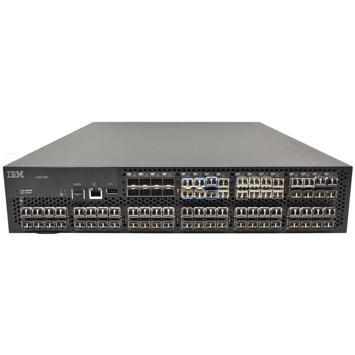 IBM-2498-B80-8G-Fibre-Channel-Switch-72-x-4-8G-SFP-002.jpg IBM 2498-B80 8G Fibre Channel Switch 72 x 4/8G SFP Transc. 16 aktive Ports