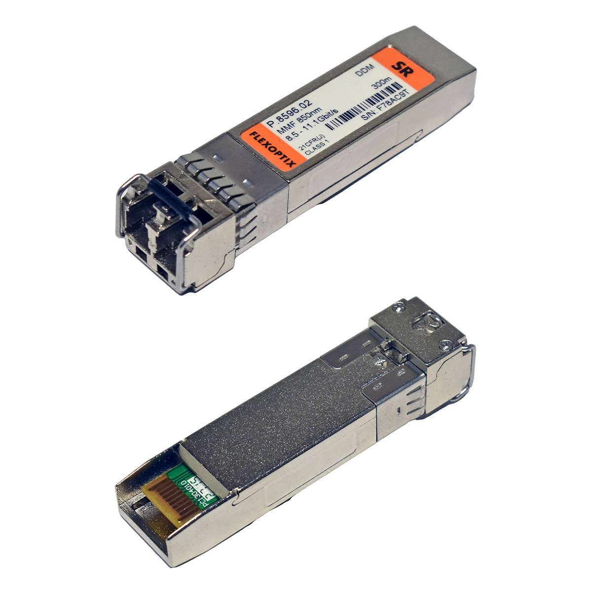FlexOptix-10GBase-SR-P-8596-02-850nm-SMF-300m-LC-D-005.jpg FlexOptix 10GBase-SR P.8596.02 850nm SMF 300m LC Duplex 8.5-11.1G SFP+ Transceiver Module