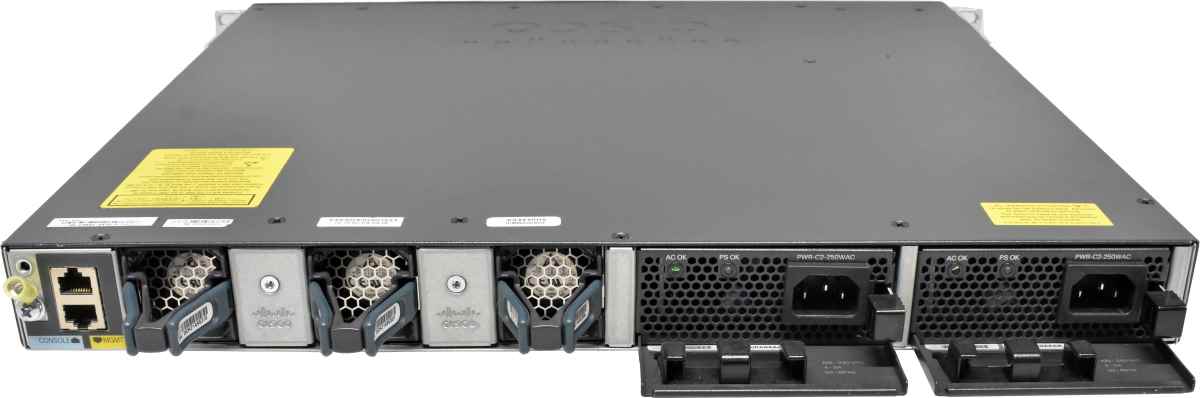 Cisco Catalyst WS-C3650-24TD-S 24-Port RJ-45 GE Switch 2x 10G SFP+ 2x 1G SFP +Rack Ears 2x PSU