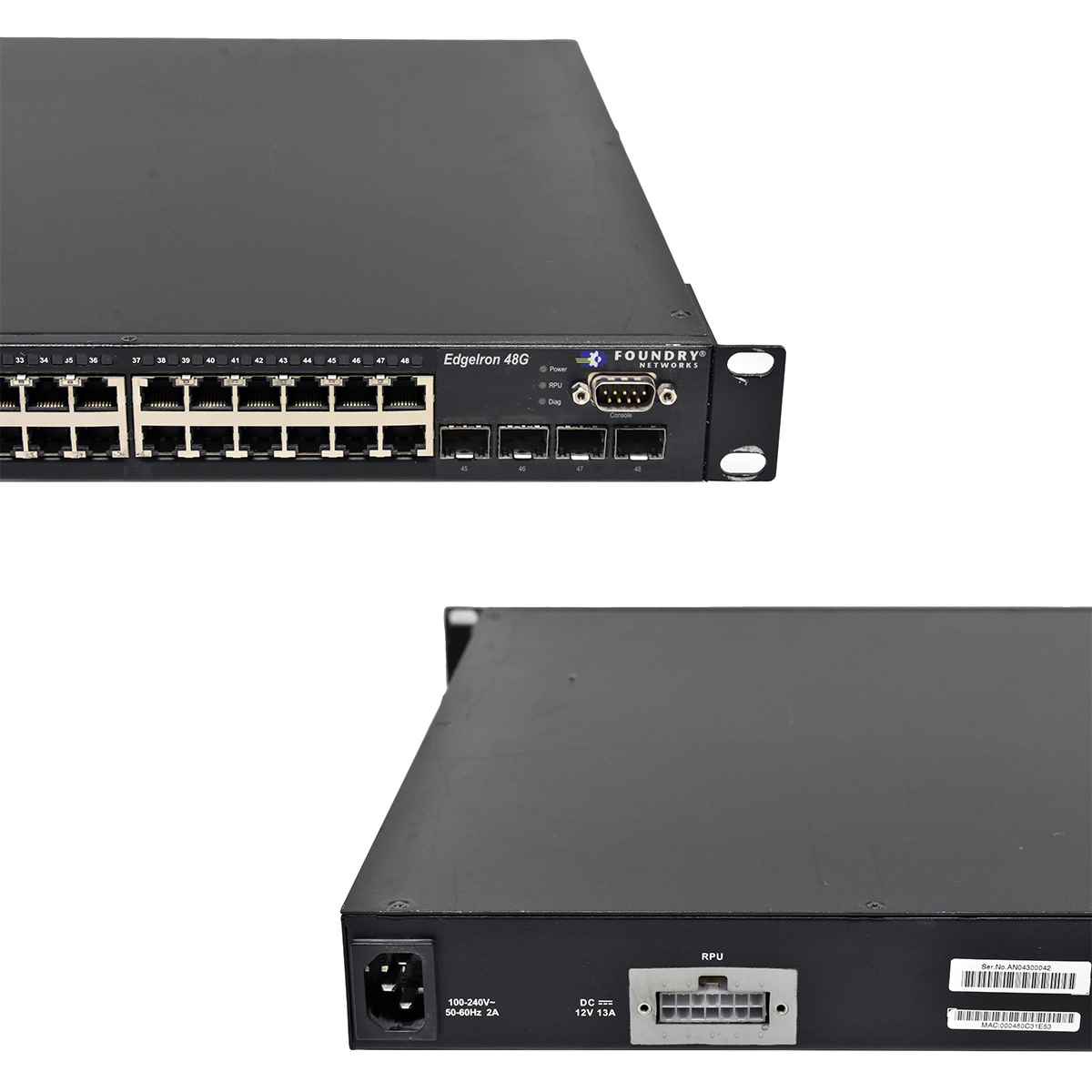 FOUNDRY EdgeIron 48G EIF48G 48-Port RJ-45 GE Switch 4x SFP Rack Ears FOUNDRY EdgeIron 48G EIF48G 48-Port RJ-45 GE Switch 4x SFP Rack Ears