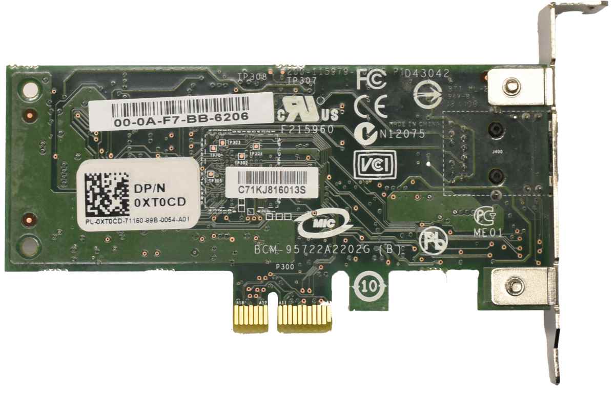 Dell Gigabit Netzwerkkarte Broadcom 5722 PCIe 0XT0CD LP Dell Gigabit Netzwerkkarte Broadcom 5722 PCIe 0XT0CD LP