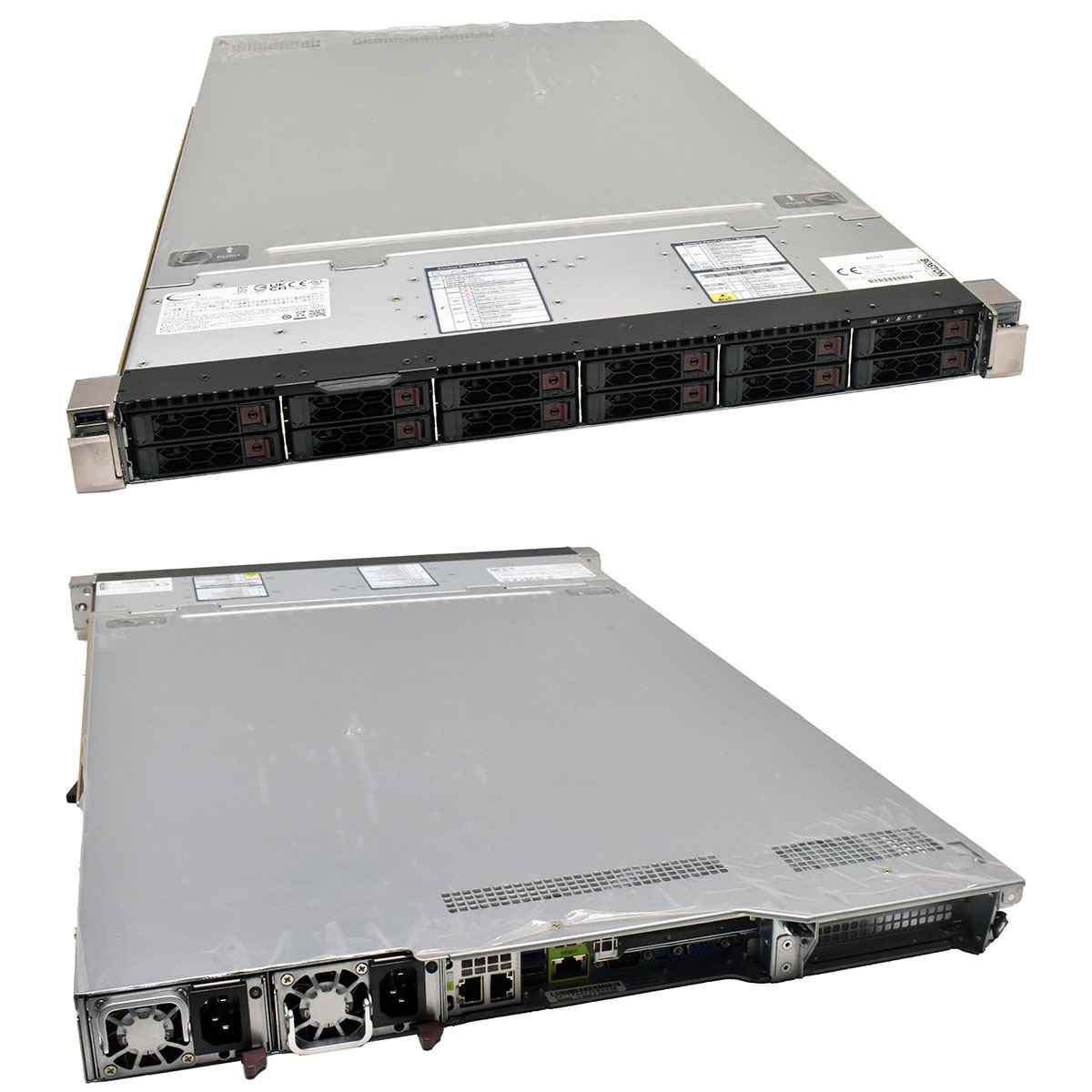 Supermicro CSE-119 1U Rack Server Mainboard X12DPU-6 2x Intel Silver 4314 CPU 256GB RAM 4x 3.2TB NVMe 12 Bay 2.5 Zoll incl. Rails OVP